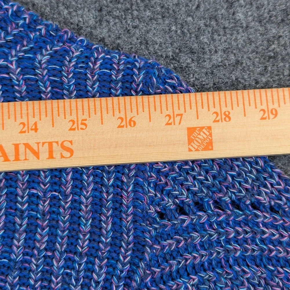 Eddie Bauer Womens Medium Blue Purple Marled Chunky Open Knit Vintage Sweater